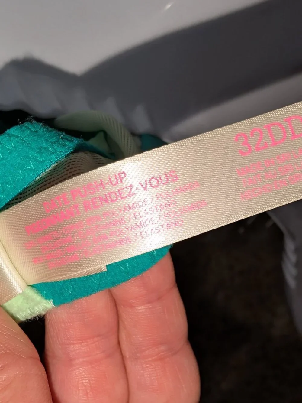 PINK Victoria’s Secret 32DD Mint Green Teal Lace Push Up Bra